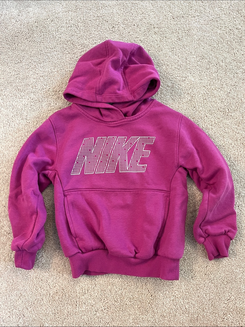 Nike Girls' Magenta Hooded Sweatshirt with Studded Logo